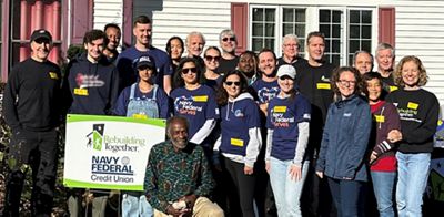 Navy Federal team does work on the front porch