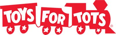 Toys for tots official logo which features a three body red train with "Toys for Tots" on each body