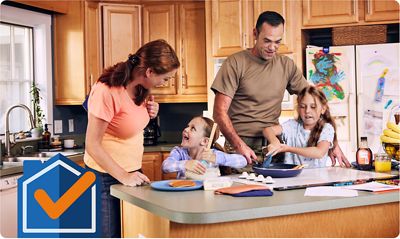 Family in kitchen